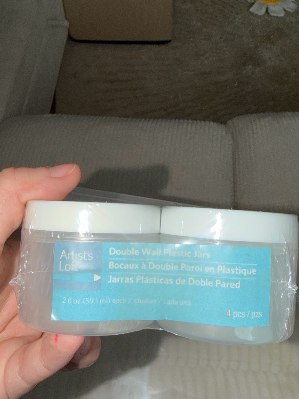 White Double Wall Plastic Jars (for paint/other uses)- 4 Pack